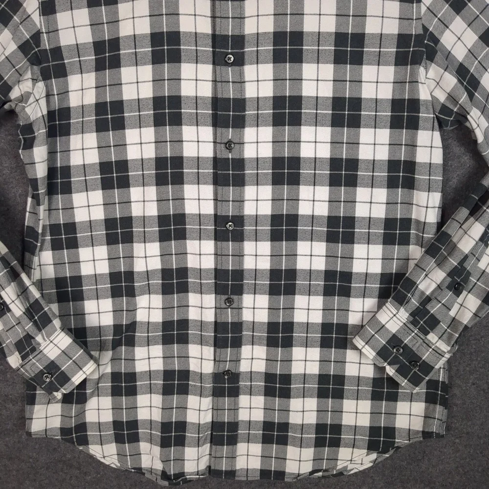 Banana Republic‎ Mens Plaid Button Front Shirt Black White Check Long Sleeve M